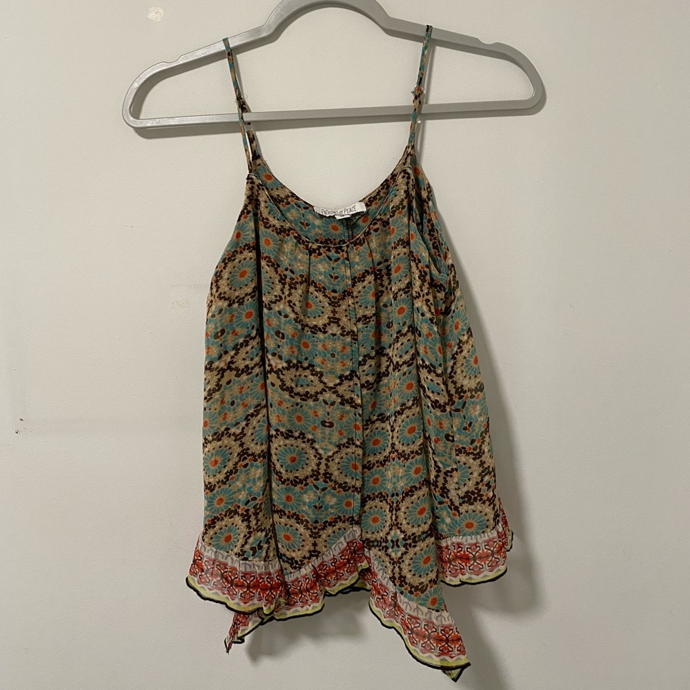 Patrons Of Peace Boho Spaghetti Strap Tank Top; Size:XS